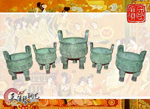 銅鼎，銅五鼎，中國鼎，佛像用鼎